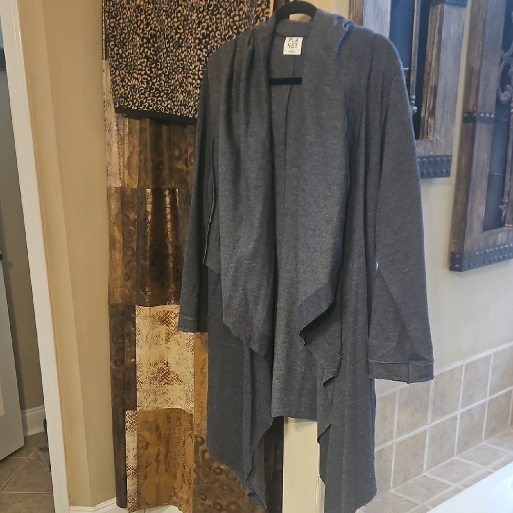 Elegant Charcoal Open Front Cardigan